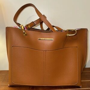 Steve Madden Brown Faux Leather Tote Bag Floral inside